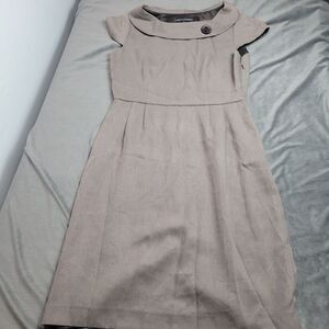 Isabella DeMarco Womens Tan‎ Cap Sleeve Sheath Dress With Button Detail Size 8